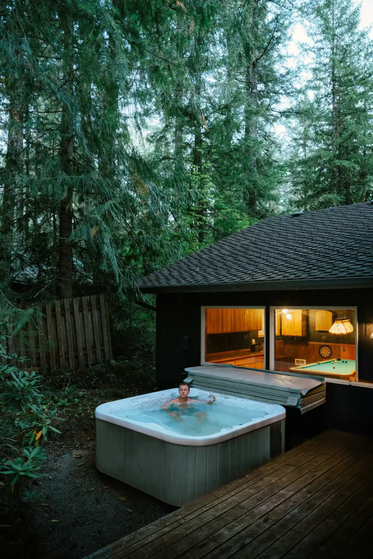 STR cabin rental with hot tub and deck — typical property reclassified 25-35% into accelerated depreciation